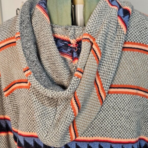 Mens American Eagle Outfitters boho southwestern gorpcore surf poncho hoodie L - Picture 5 of 11